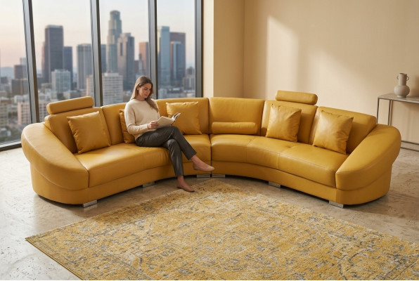 Round corner sofa with USB upholstery XXL big round couches living landscape U-shape new