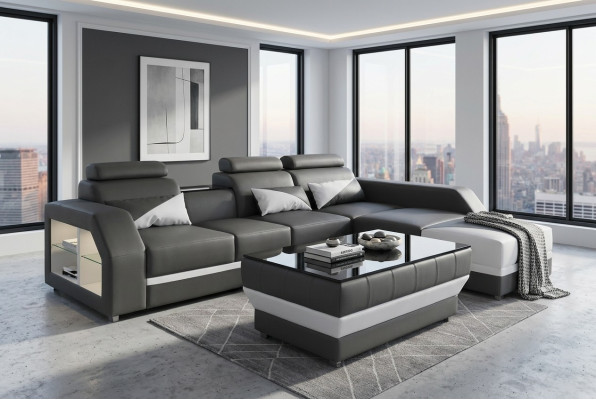 Leather corner sofa with USB, set corner sofas couches upholstery living space luxury