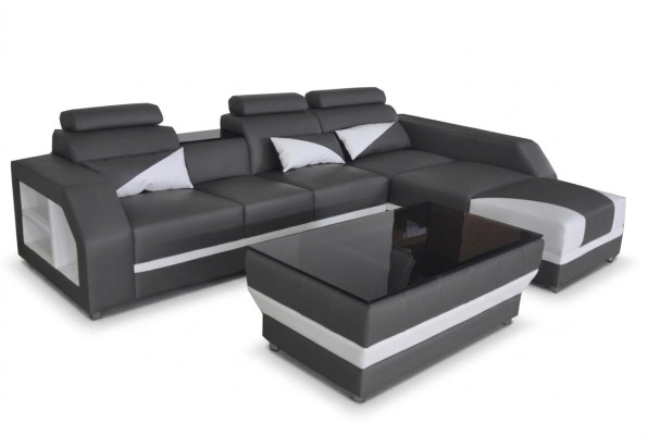 Leather corner sofa with USB, set corner sofas couches upholstery living space luxury