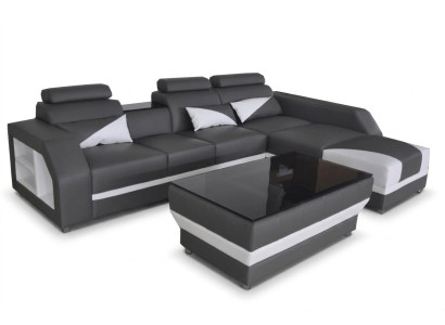 Leather corner sofa with USB, set corner sofas couches upholstery living space luxury