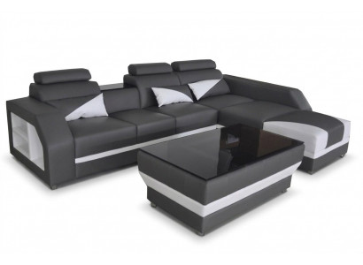 Leather corner sofa with USB, set corner sofas couches upholstery living space luxury