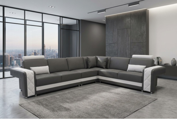 Leather sofa with USB, living area corner set, design, modern sofa L-shape L6010B