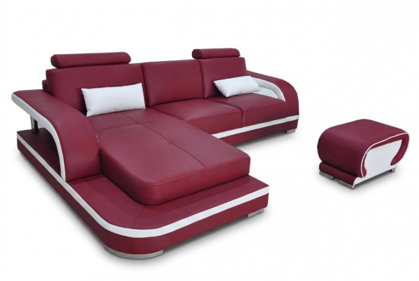 Leather corner sofa with USB luxury suite corner sofas couches upholstered living landscape