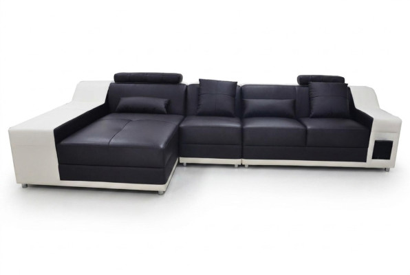 Modern XXL corner leather couch, living landscape leather sofa with USB, L-shape B2017B