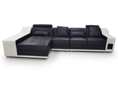 Modern XXL corner leather couch, living landscape leather sofa with USB, L-shape B2017B
