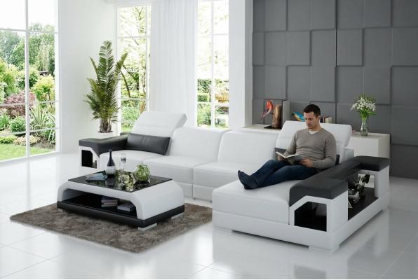 Modern sofa set corner seating area leather couch upholstery living landscape USB