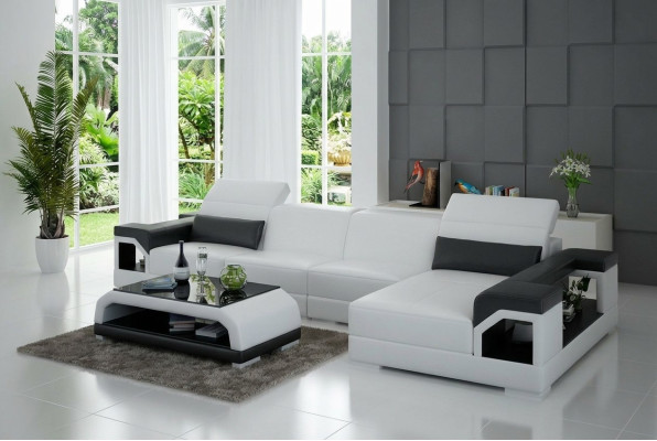 Modern sofa set corner seating area leather couch upholstery living landscape USB