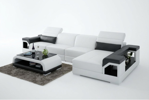 Modern sofa set corner seating area leather couch upholstery living landscape USB