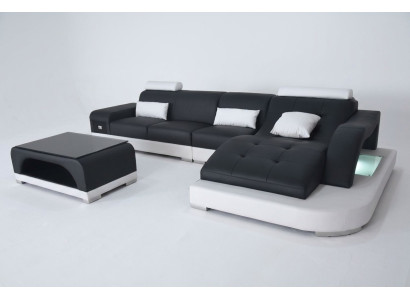 Leather corner sofa with USB living area luxury suite corner sofas couches upholstery