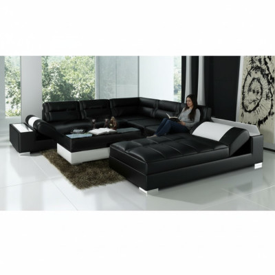 Leather sofa corner sofa + USB set upholstery U-shaped couch sofa design living landscape