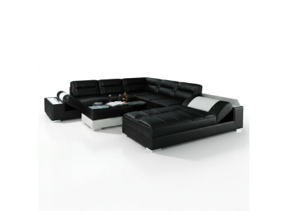 Leather sofa corner sofa + USB set upholstery U-shaped couch sofa design living landscape