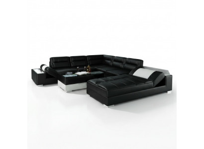 Leather sofa corner sofa + USB set upholstery U-shaped couch sofa design living landscape