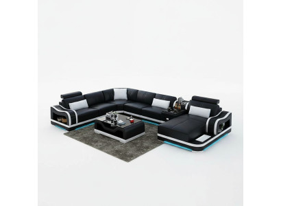 Leather sofa + USB couch living landscape corner sofa set design modern sofa couches