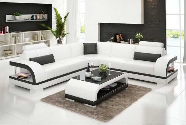 Leather sofa with USB, living landscape corner sofa corner suite design modern sofa G8011B