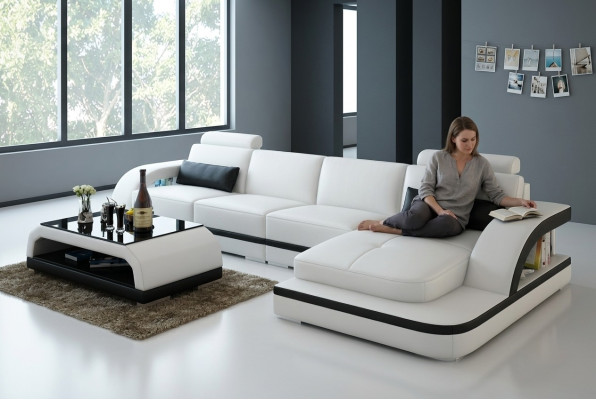 Leather sofa with USB, living landscape corner sofa corner suite design modern sofa G8011C
