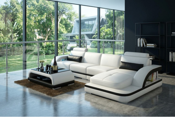 Leather sofa with USB, living landscape corner sofa corner suite design modern sofa G8011C