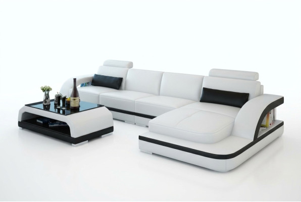 Leather sofa with USB, living landscape corner sofa corner suite design modern sofa G8011C