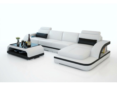 Leather sofa with USB, living landscape corner sofa corner suite design modern sofa G8011C