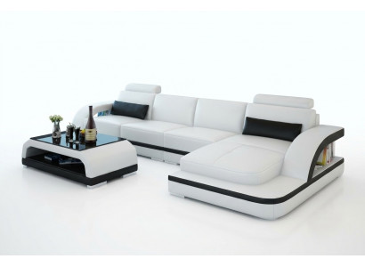 Leather sofa with USB, living landscape corner sofa corner suite design modern sofa G8011C