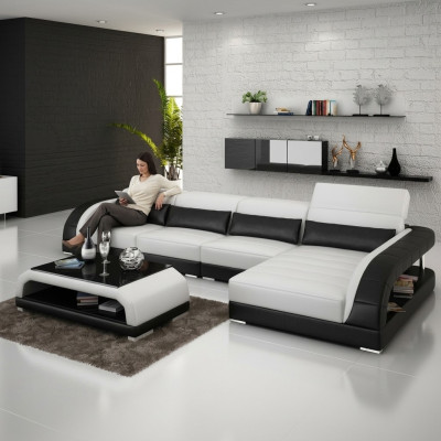 Leather sofa with USB, living area corner sofa set design modern sofa G8016C