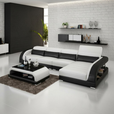 Leather sofa with USB, living area corner sofa set design modern sofa G8016C