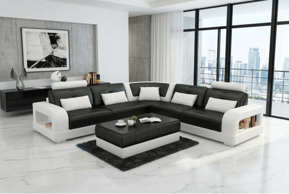 Leather sofa USB living landscape corner sofa suite design sofa couch L6008B new