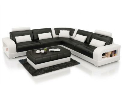Leather sofa USB living landscape corner sofa suite design sofa couch L6008B new