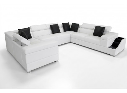 Leather sofa USB living landscape corner sofa corner suite design sofa couch new