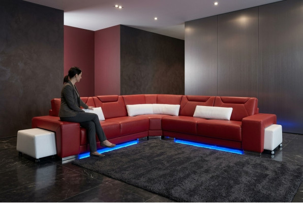 Leather sofa with USB living area corner sofa corner suite design modern sofa F3011B