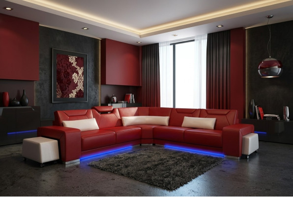 Leather sofa with USB living area corner sofa corner suite design modern sofa F3011B