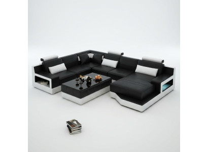 Leather sofa corner sofa + USB suite living landscape upholstery U-shaped couch sofa design