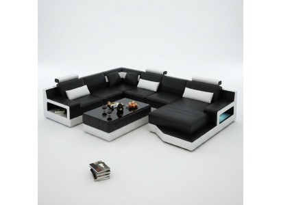 Leather sofa corner sofa + USB suite living landscape upholstery U-shaped couch sofa design