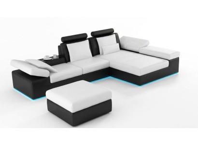 Leather sofa with USB, living landscape corner sofa suite, modern design sofa K5014C
