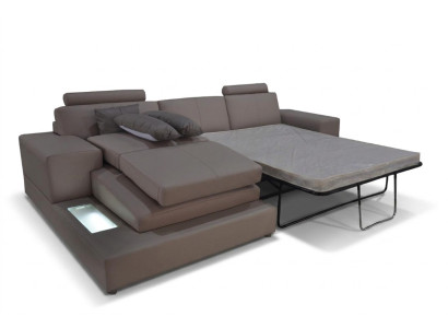 Leather couch landscape set modern design sofa with USB, sleeper couches