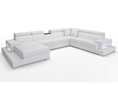 Leather Upholstered Seat Room Corner Living Sofa Couch XXL Designer Suite Sofas +USB