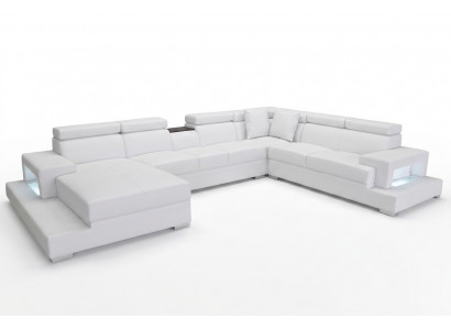 Leather Upholstered Seat Room Corner Living Sofa Couch XXL Designer Suite Sofas +USB