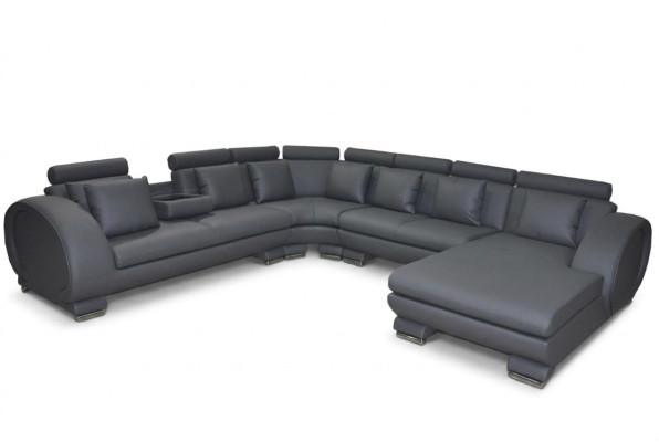Eck Leather Sofa +USB Couch Upholstery Seat Living Landscape Design XXL U Shape Suite