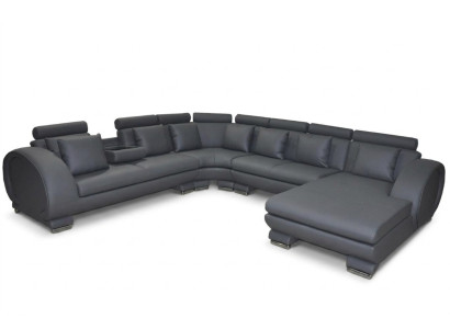 Eck Leather Sofa +USB Couch Upholstery Seat Living Landscape Design XXL U Shape Suite