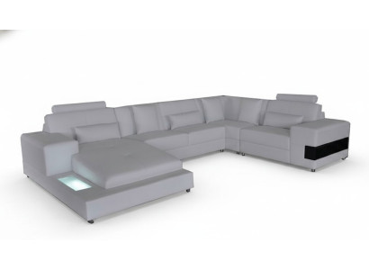 Leather sofa couch living landscape corner set design modern sofa U-shape with USB
