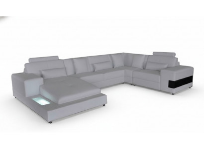 Leather sofa couch living landscape corner set design modern sofa U-shape with USB