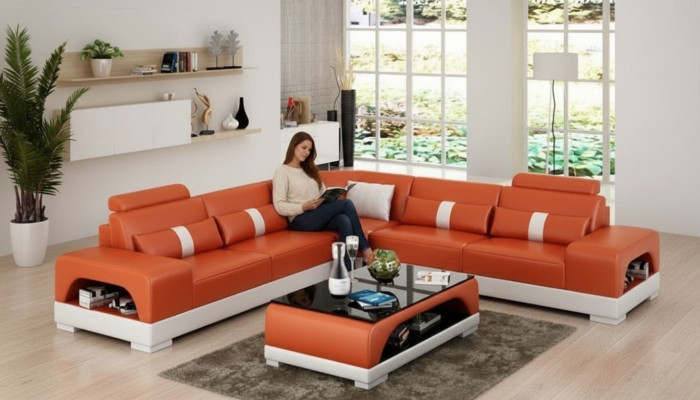 Modern corner sofa set, sectional sofa, corner couch, living landscape in L shape, XXL sofa with USB, new