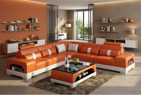 Modern corner sofa set, sectional sofa, corner couch, living landscape in L shape, XXL sofa with USB, new