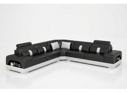 Designer living landscape corner sofa, sofa with USB, big L shape, XXL seat suite Sandberg