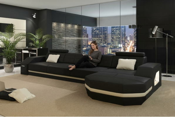 Leather sofa with USB living landscape corner sofa corner suite design modern sofa C4011C
