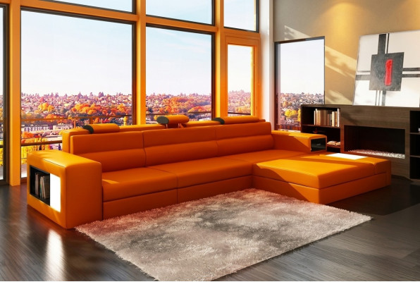 Leather sofa with USB, living area corner sofa sectional design, modern sofa B2006B