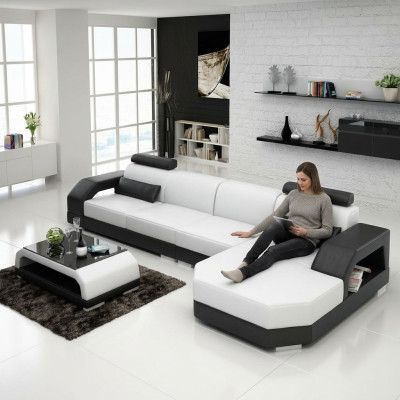 Leather sofa + USB living area corner sofa corner suite design couch sofa new G8001C