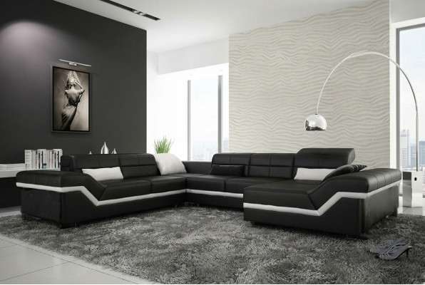 Leather sofa couch living landscape corner sofa corner suite design modern sofa with USB