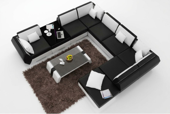 XXL Living Room Landscape Leather Sofa Design Upholstery Suite Couch Corner Sofa Big Sofa +USB