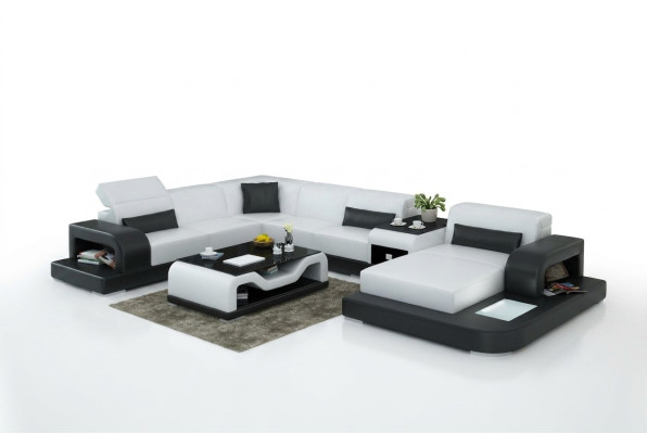 Sectional Sofa + USB Upholstered Living Area Upholstered Corner Design Sofa Leather Sofa New