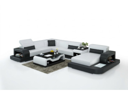 Sectional Sofa + USB Upholstered Living Area Upholstered Corner Design Sofa Leather Sofa New